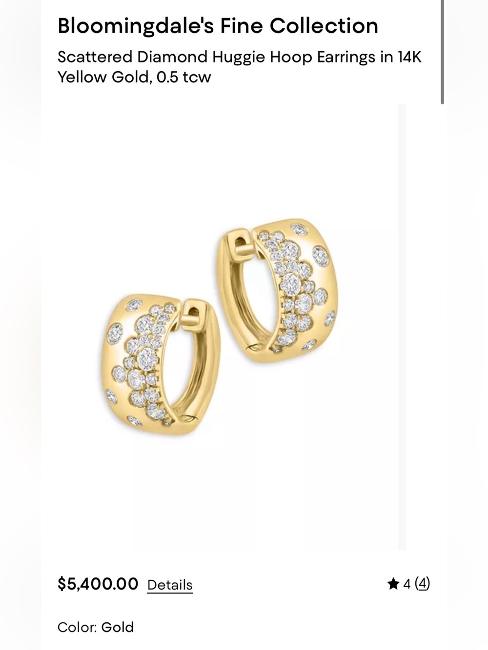 14k Gold Diamond Scatter Huggie Earrings